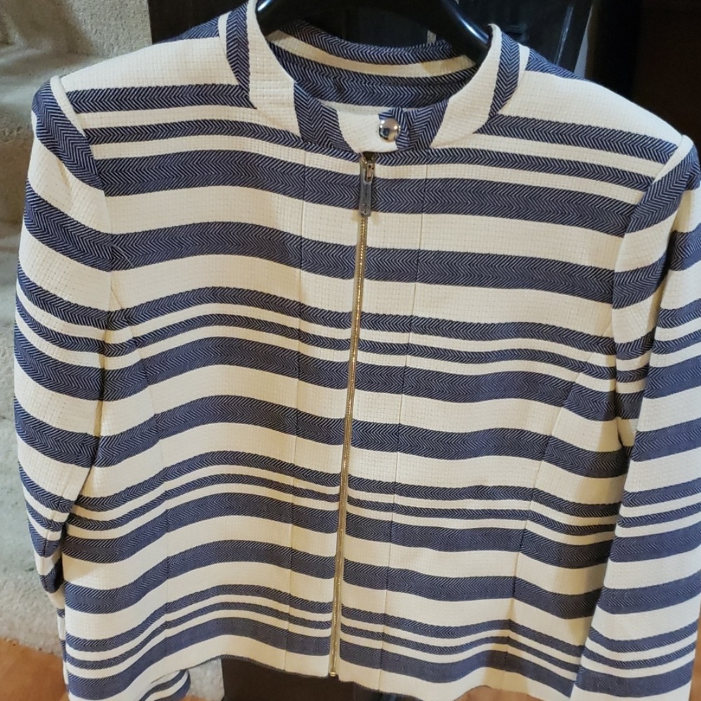 Tommy Hilfiger Women's Twill Striped Blazer Ivory - Picture 3 of 6